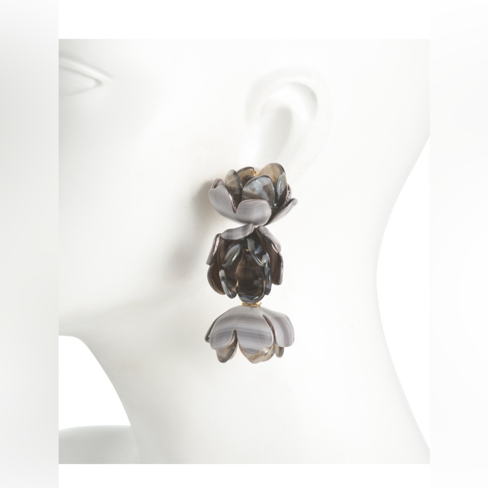 LELE SADOUGHI ROSE PETAL TRIPLE DROP 14K-GOLD PLATED CLIP-ON EARRINGS